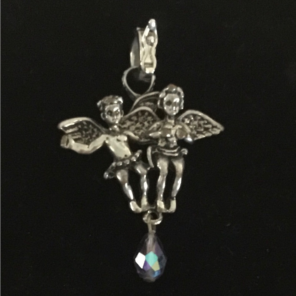 Host Pickkirks Folly Silver Cherub Charm WPurple CrystalSafety Latch Charm 25$